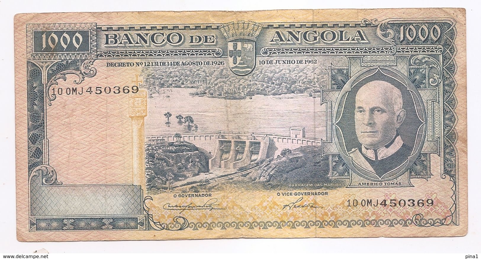 3 BILHET  -1000 ESCUDOS -ANGOLA   - AMERICO TOMAS - Lots & Kiloware - Banknotes