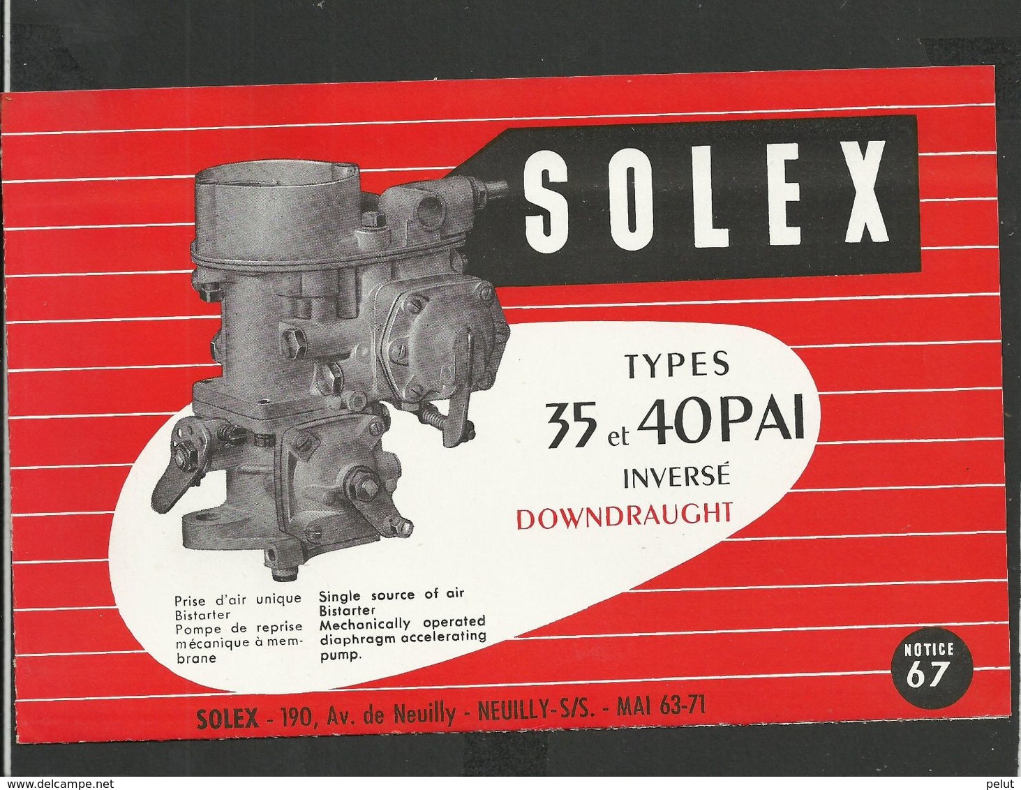 SOLEX Notice N° 67 - Matériel Et Accessoires