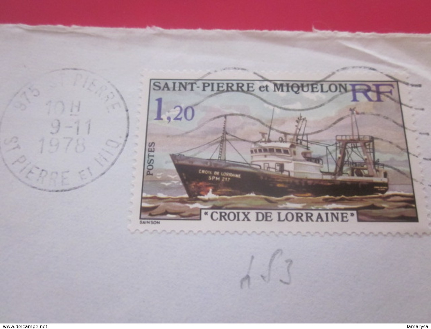 Lettre Timbre 453 De Collection 975 SAINT-PIERRE Et MIQUELON- Cachets à Date Manuels -9-11-1971 - Covers & Documents