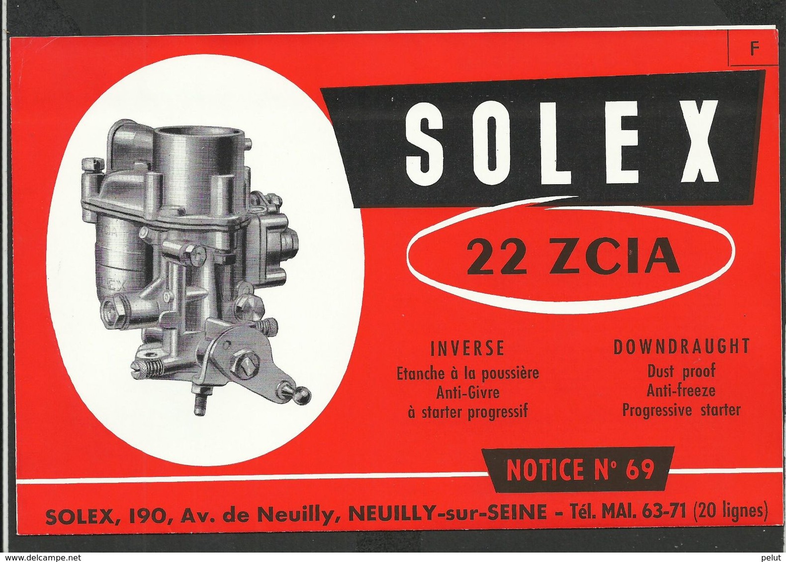 SOLEX Notice N° 69 - Matériel Et Accessoires