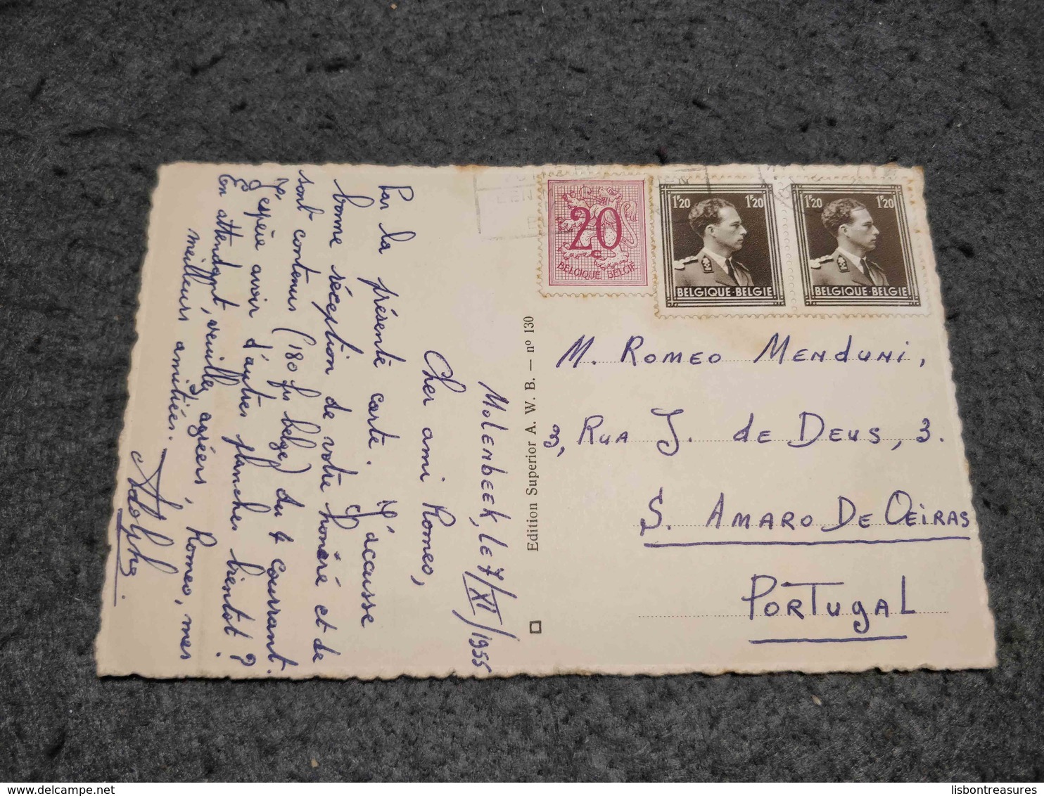 ANTIQUE POSTCARD BELGIUM  BRUSSELS MOLENBEEK EGLISE ST. JEAN BAPTISTE CIRCULATED 1955 - Molenbeek-St-Jean - St-Jans-Molenbeek