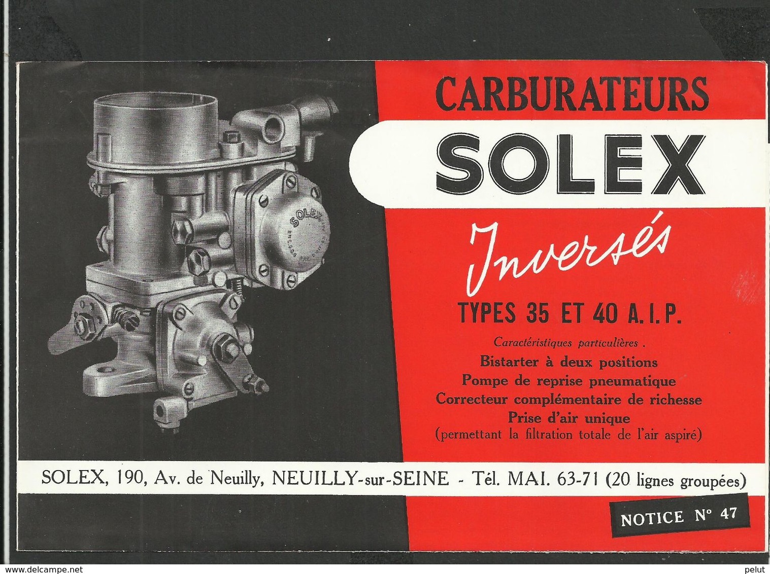 SOLEX Notice N° 47 - Matériel Et Accessoires