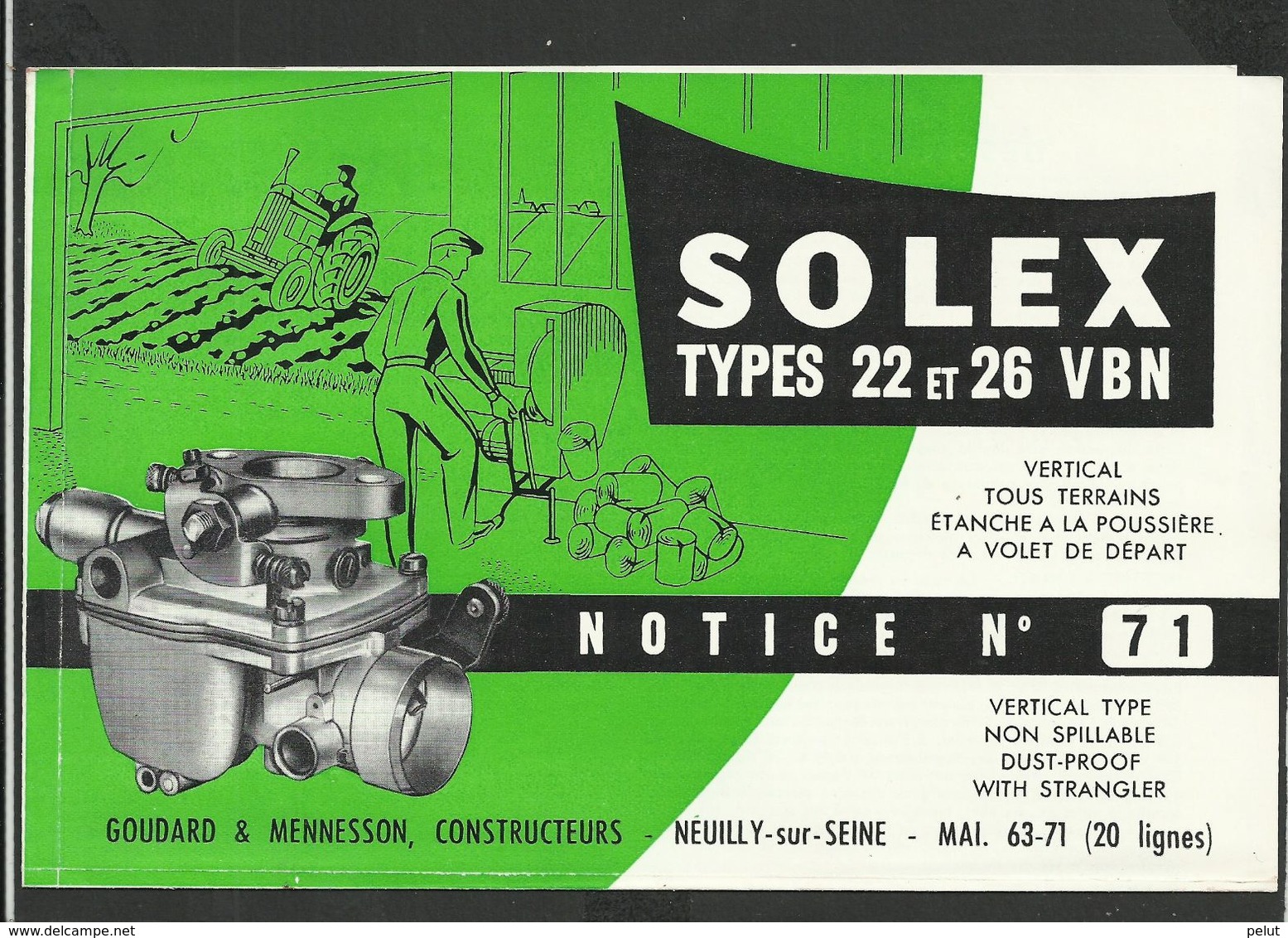 SOLEX Notice N° 71 - Matériel Et Accessoires