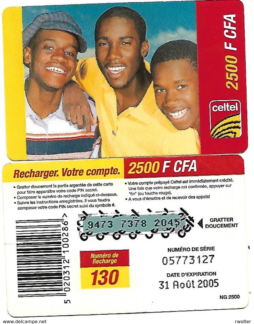 @+ Niger - Prépayée Celtel - 2500 FCFA - 3 Hommes - Aout 2005 - Code NG 2500 - Niger