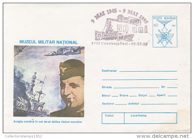 72473- ROMANIAN AVIATION IN WW2, PLANE, SHIP, VICTORY DAY, HISTORY, COVER STATIONERY, 1995, ROMANIA - 2. Weltkrieg