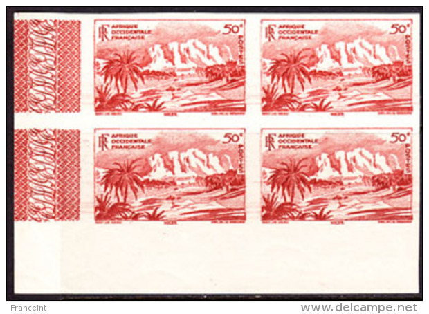 AOF (1947) Bilma Oasis. Mountains. Imperforate Block Of 4.  Scott No 39, Yvert No 27. - Other & Unclassified