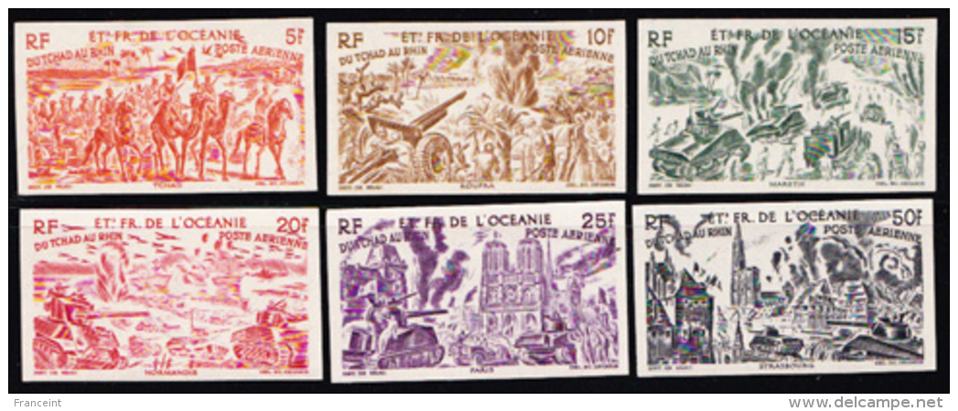 French Polynesia (1946) Chad To Rhine. Set Of 6 Imperforates.  Scott Nos C11-16, Yvert Nos PA20-25. - Other & Unclassified