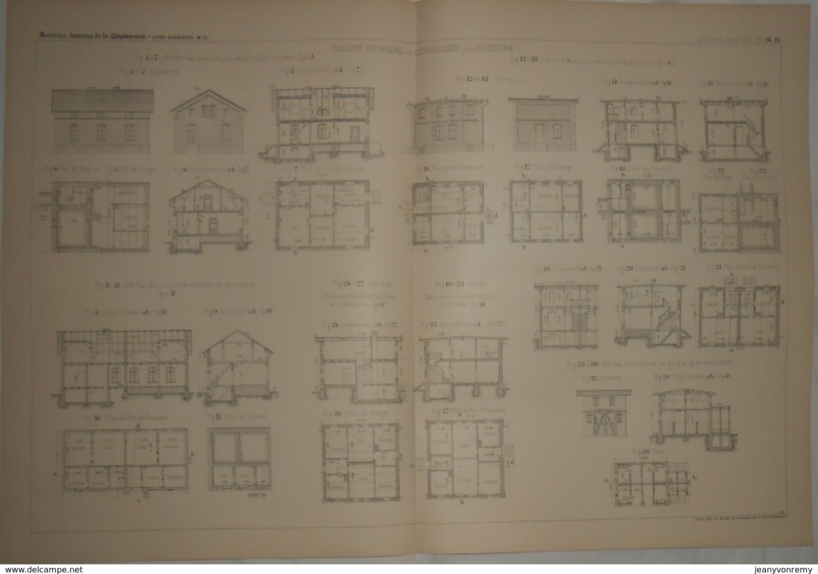 Plan D'une Colonie Ouvrière De Leinhausen Près De Hanovre En Allemagne. 1887. - Travaux Publics