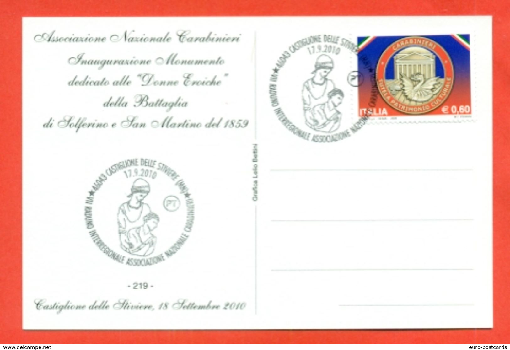 CARABINIERI - CASTIGLIONE DELLE STIVIERE-- RADUNO INTERREGIONALE - FOLDER CON 4 CARTOLINE TIMBRATE - MARCOFILIA