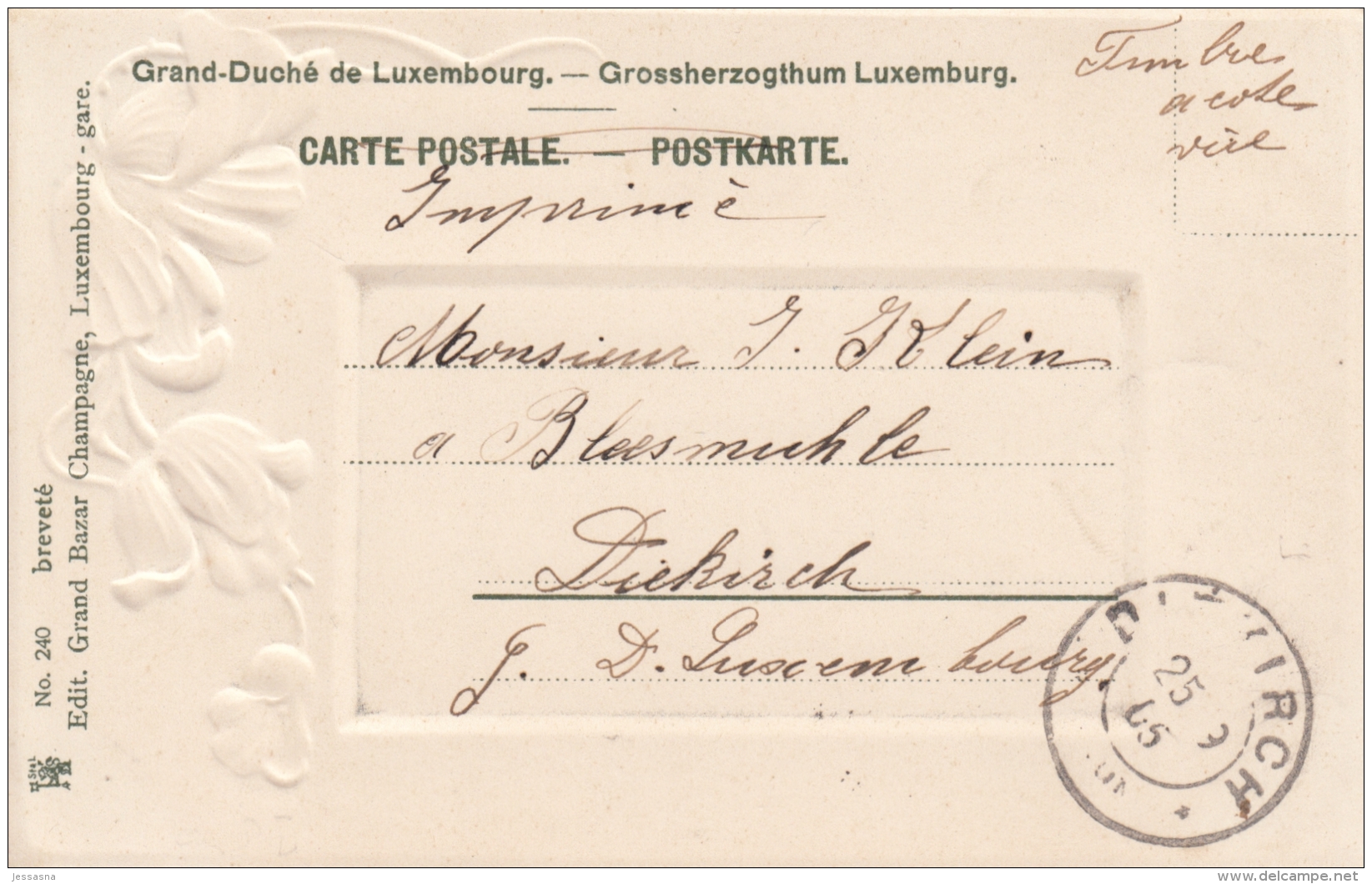 AK- Präge - Lithographie - Luxembourg - 1905 - Sonstige & Ohne Zuordnung