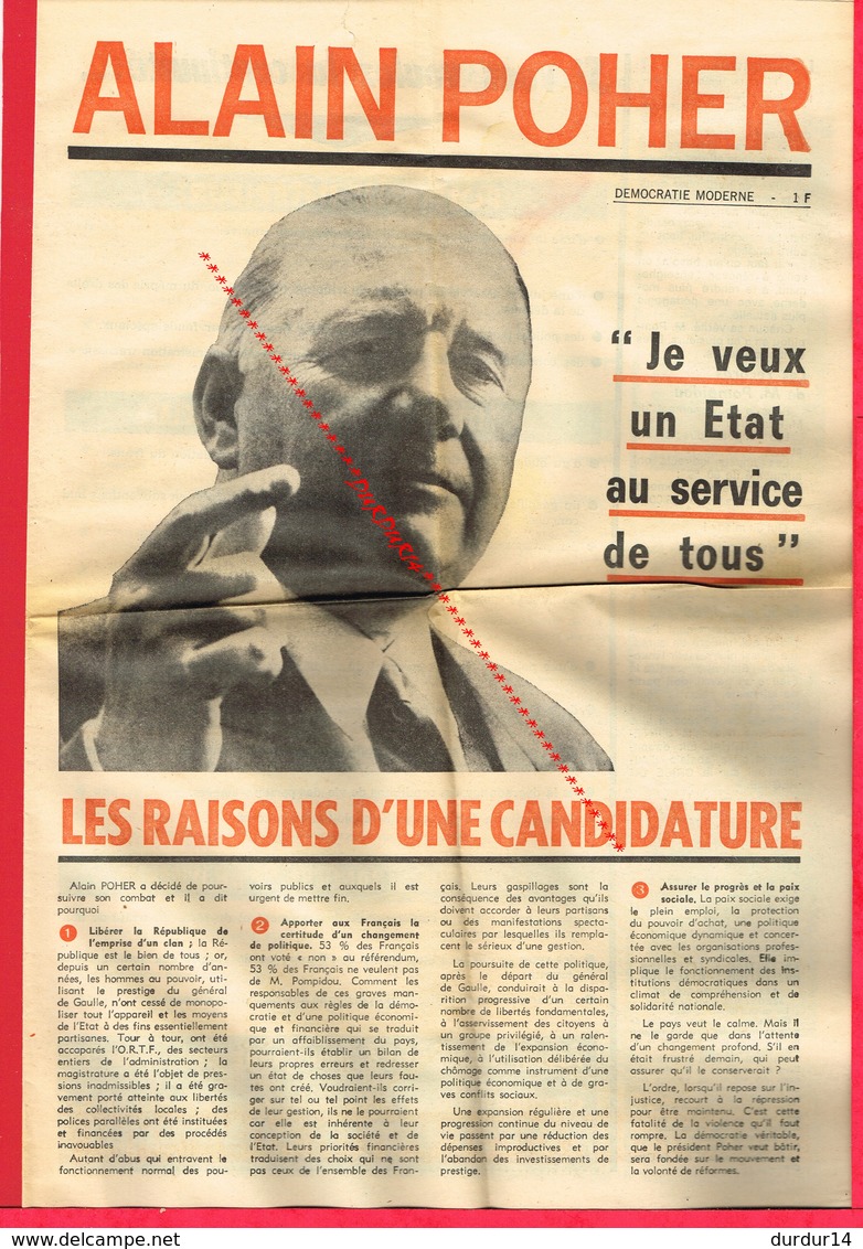 Programme Politique De Alain POHER En 1969 ... - Werbung