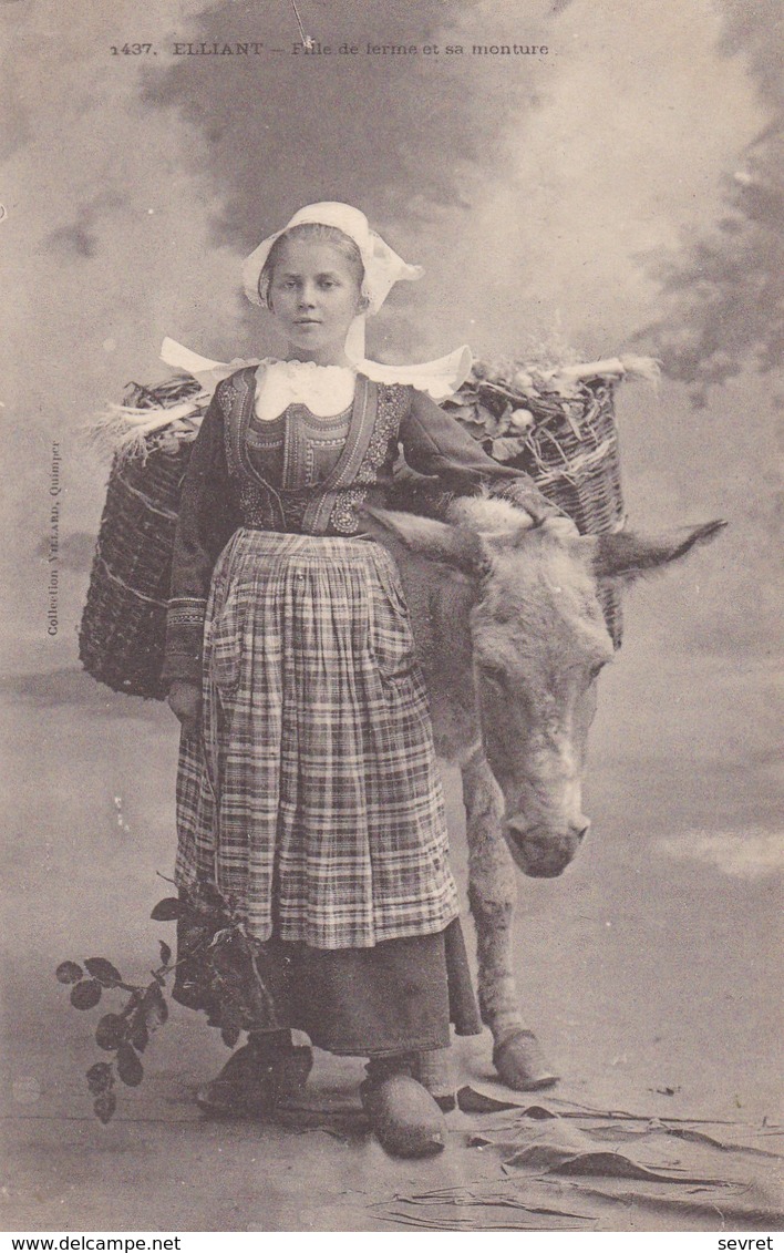 ELLIANT -  Fille De Ferme Et Sa Monture. - Elliant