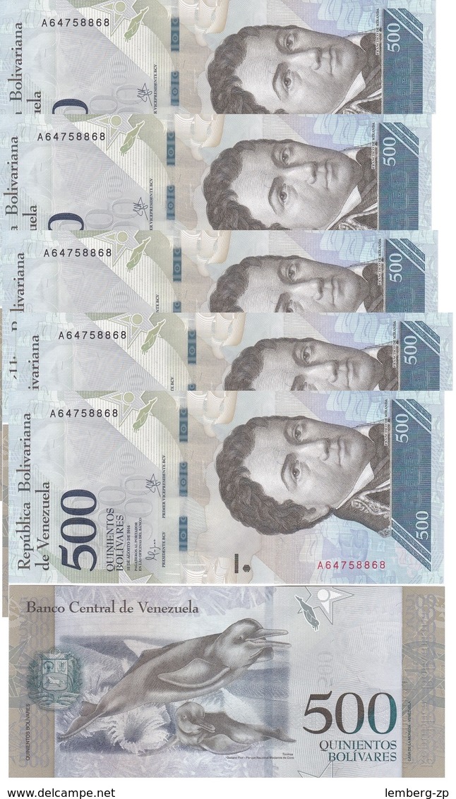 Venezuela - 5 Pcs X 500 Bolivares 2016 UNC Lemberg-Zp - Venezuela