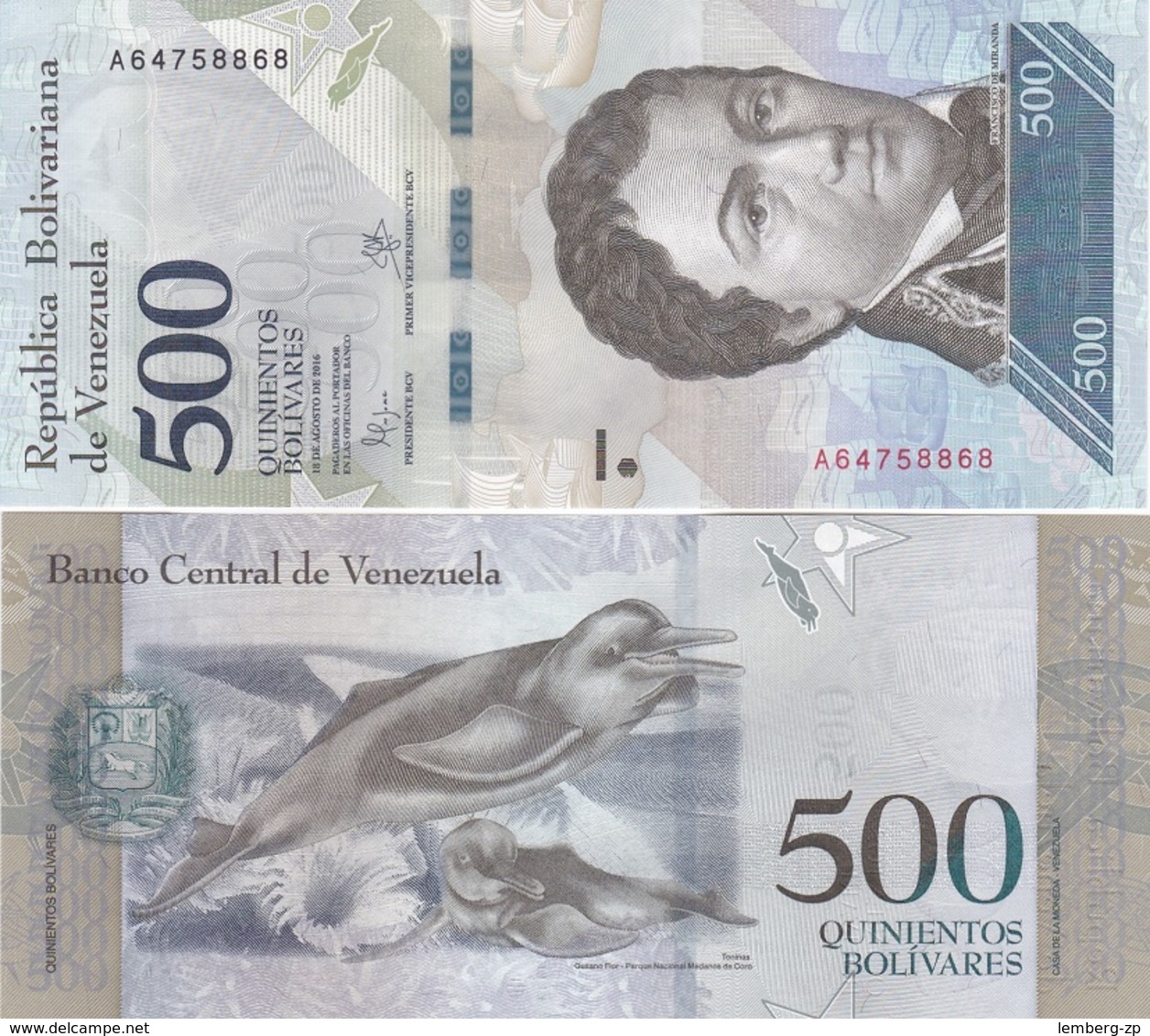 Venezuela - 5 Pcs X 500 Bolivares 2016 UNC Lemberg-Zp - Venezuela