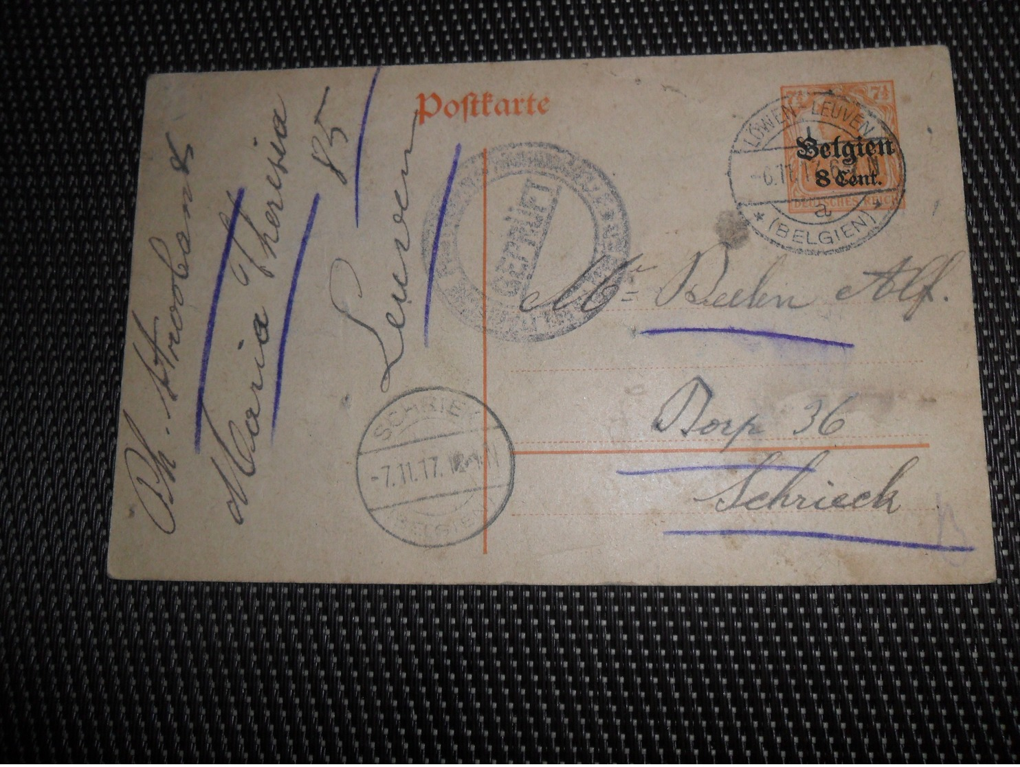 ( 3000 )  Entier Postal  Postwaardestuk - Duitse Bezetting 1917 - LÖWEN - LEUVEN  SCHRIEK ( BELGIEN ) - German Occupation