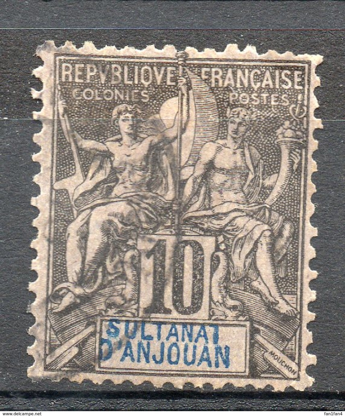 Ex-colonies & Protectorats (ANJOUAN) - 1892-99 - N° 5 - 10 C. Noir Sur Lilas - Used Stamps
