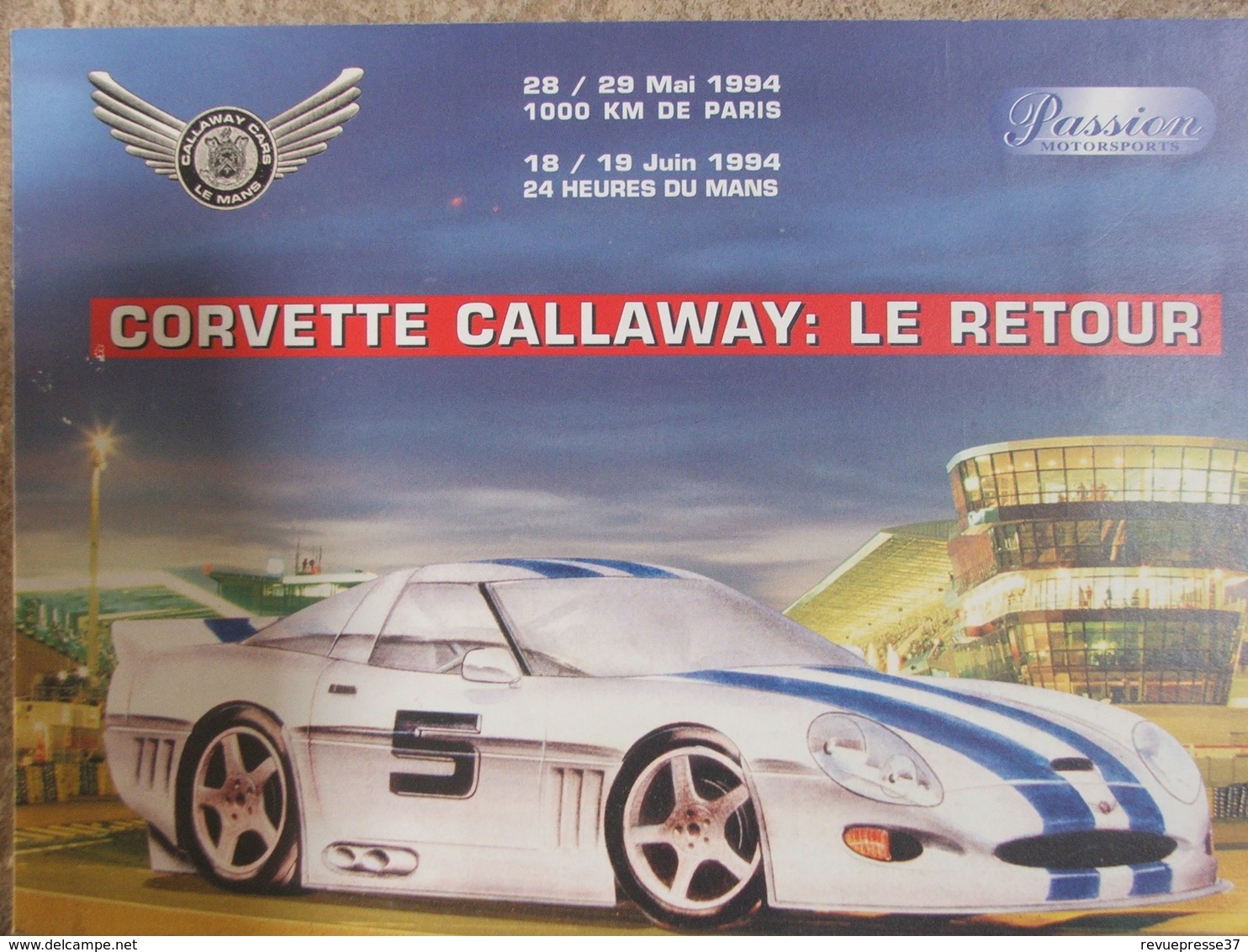 Sport Automobile - 24 Heures Du Mans 1994 - Plaquette Corvette Callaway - Non Classés