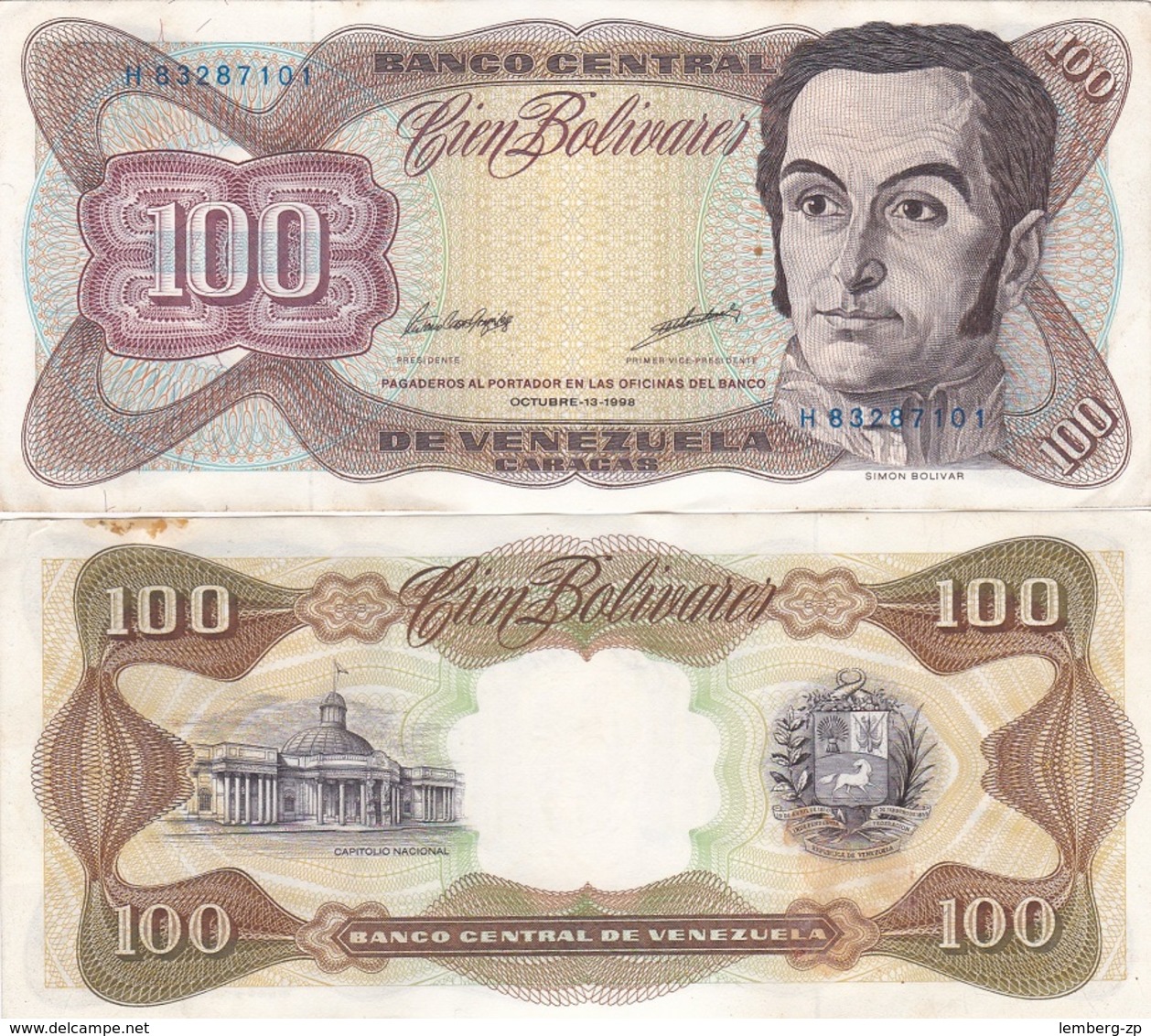 Venezuela - 5 Pcs X 100 Bolivares 13.10. 1998 XF+/aUNC- Lemberg-Zp - Venezuela