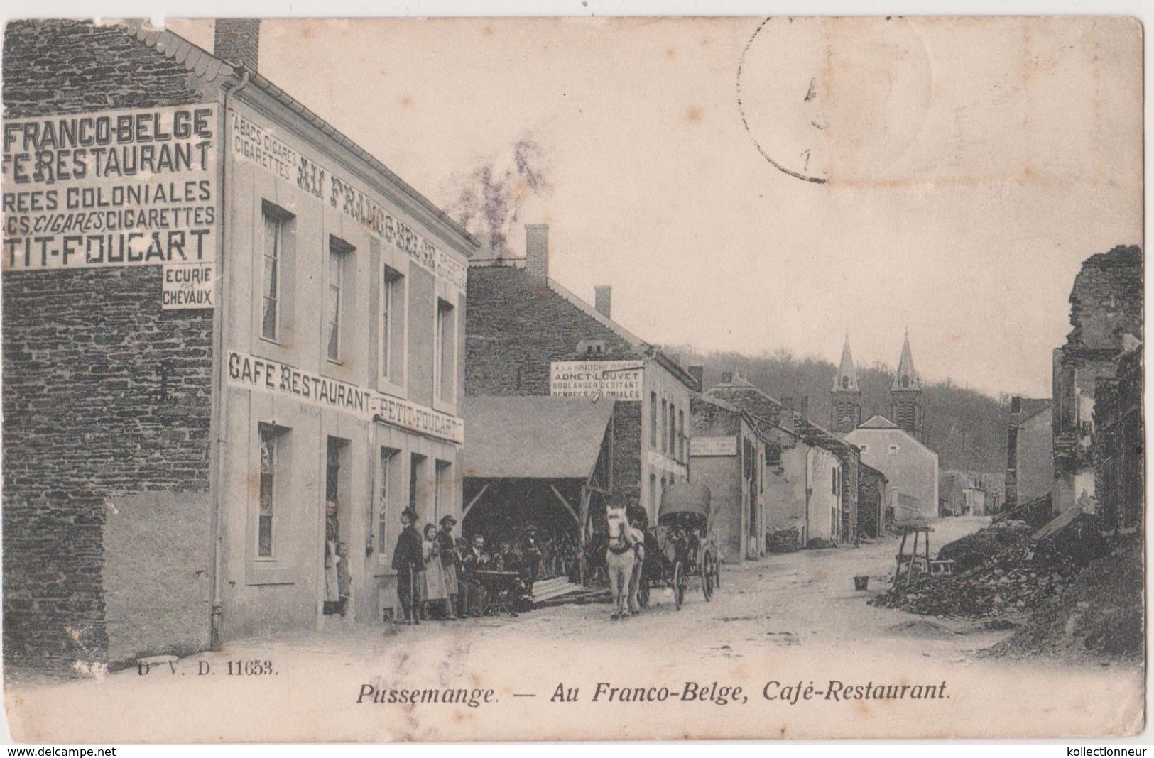 PUSSEMANGE - CAFE RESTAURANT - AU  FRANCO-BELGE TIMBRE TAXE FRANCAIS - Vresse-sur-Semois