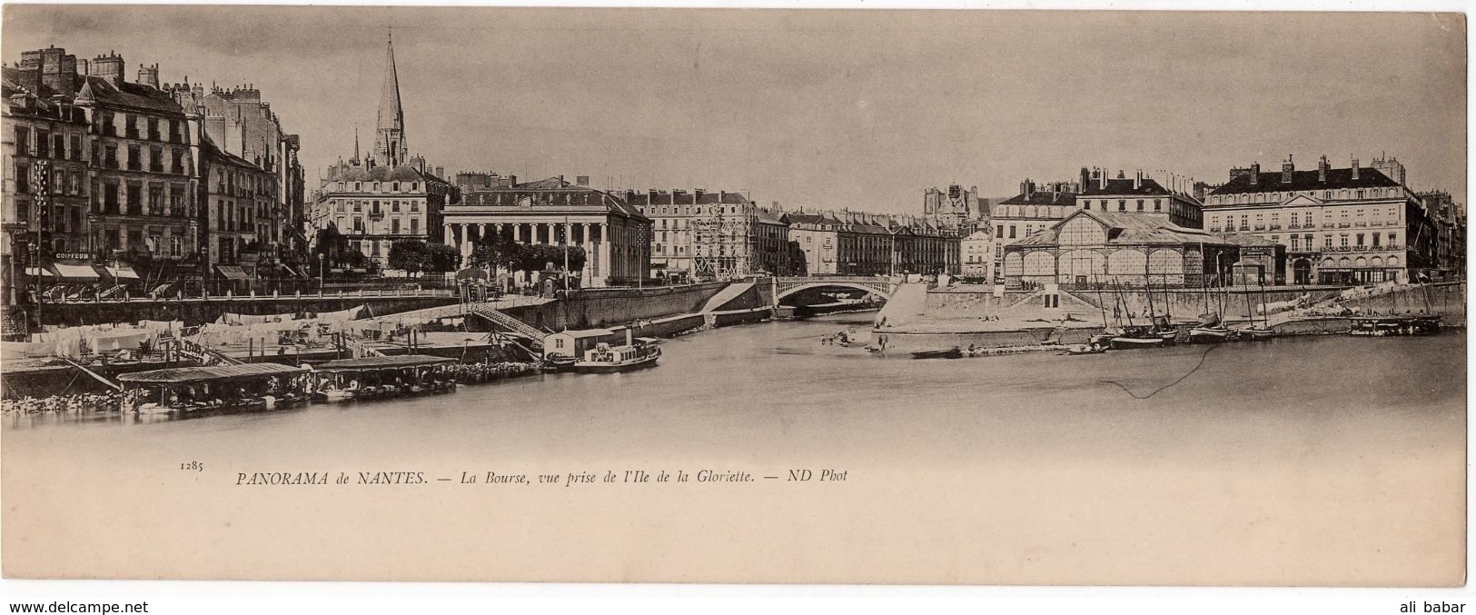 Nantes : Carte Panoramique Double Format : La Bourse, Vue Prise De L'île De La Gloriette (ND Phot. N°1285) - Nantes