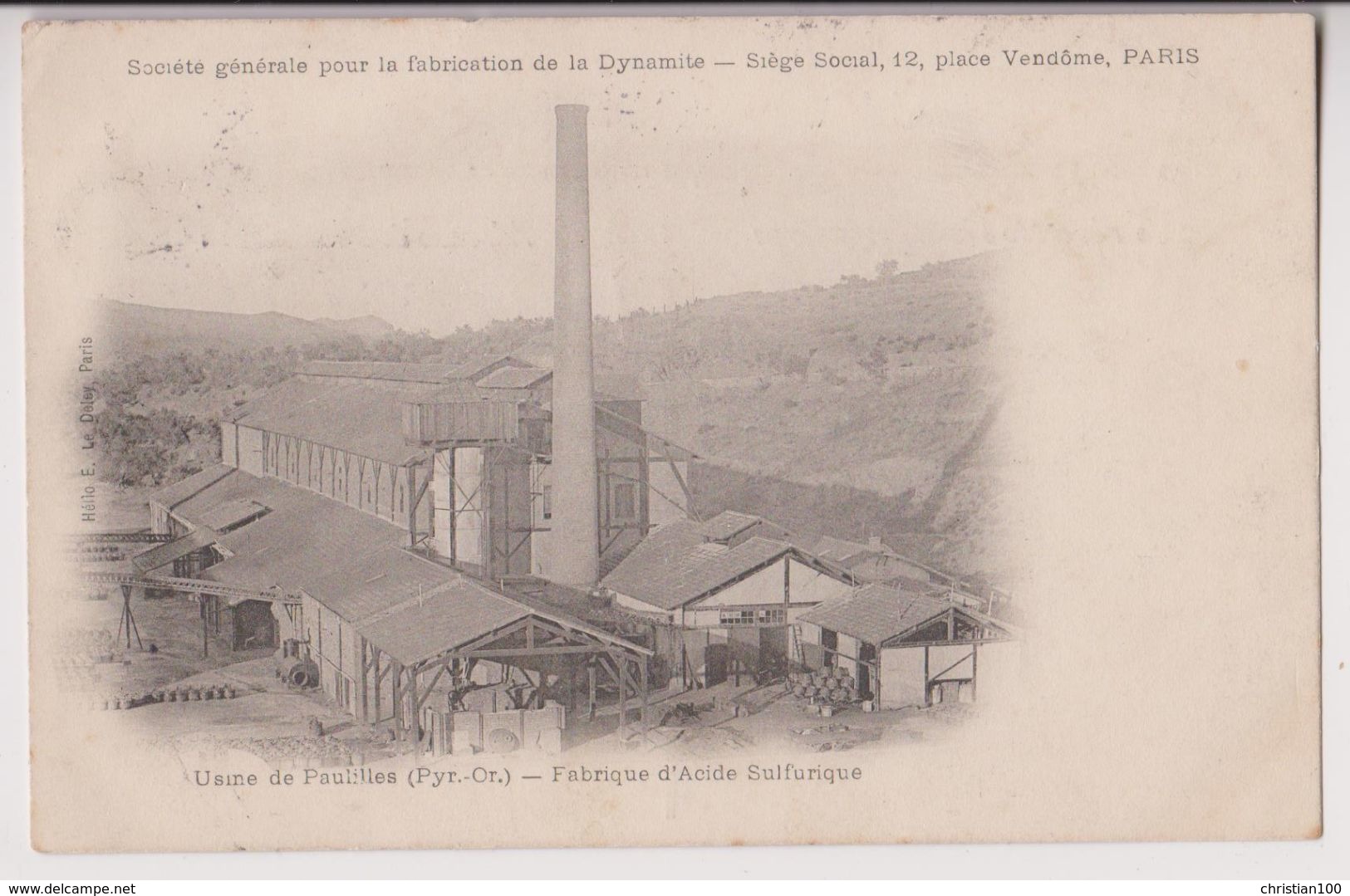PORT VENDRES (66) : USINE DE PAULILLES - FABRIQUE D'ACIDE SULFURIQUE POUR LA DYNAMITE - ECRITE EN 1908 - 2 SCANS - - Port Vendres