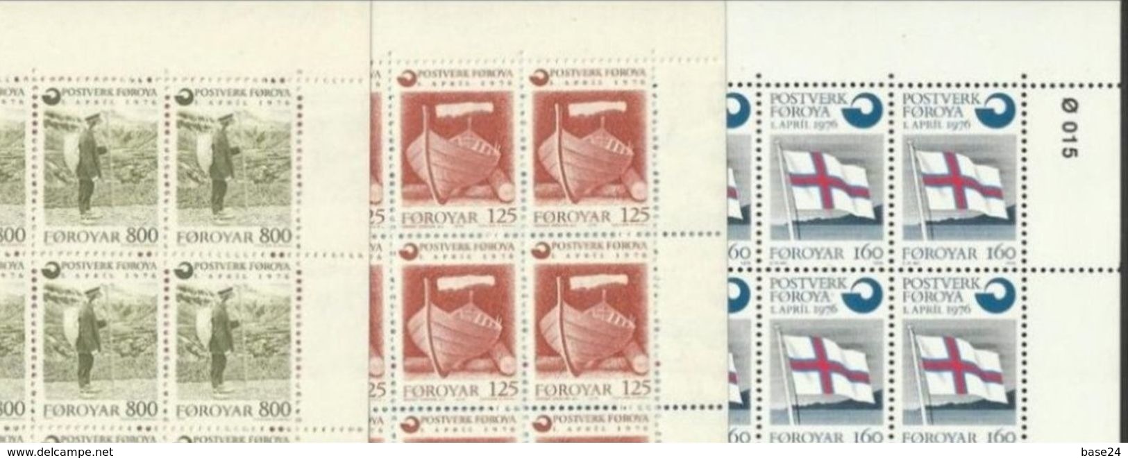 1976 Faroer AUTONOMIA POSTALE 50 Serie Di 3v. In Foglio MNH** Sheet - Post