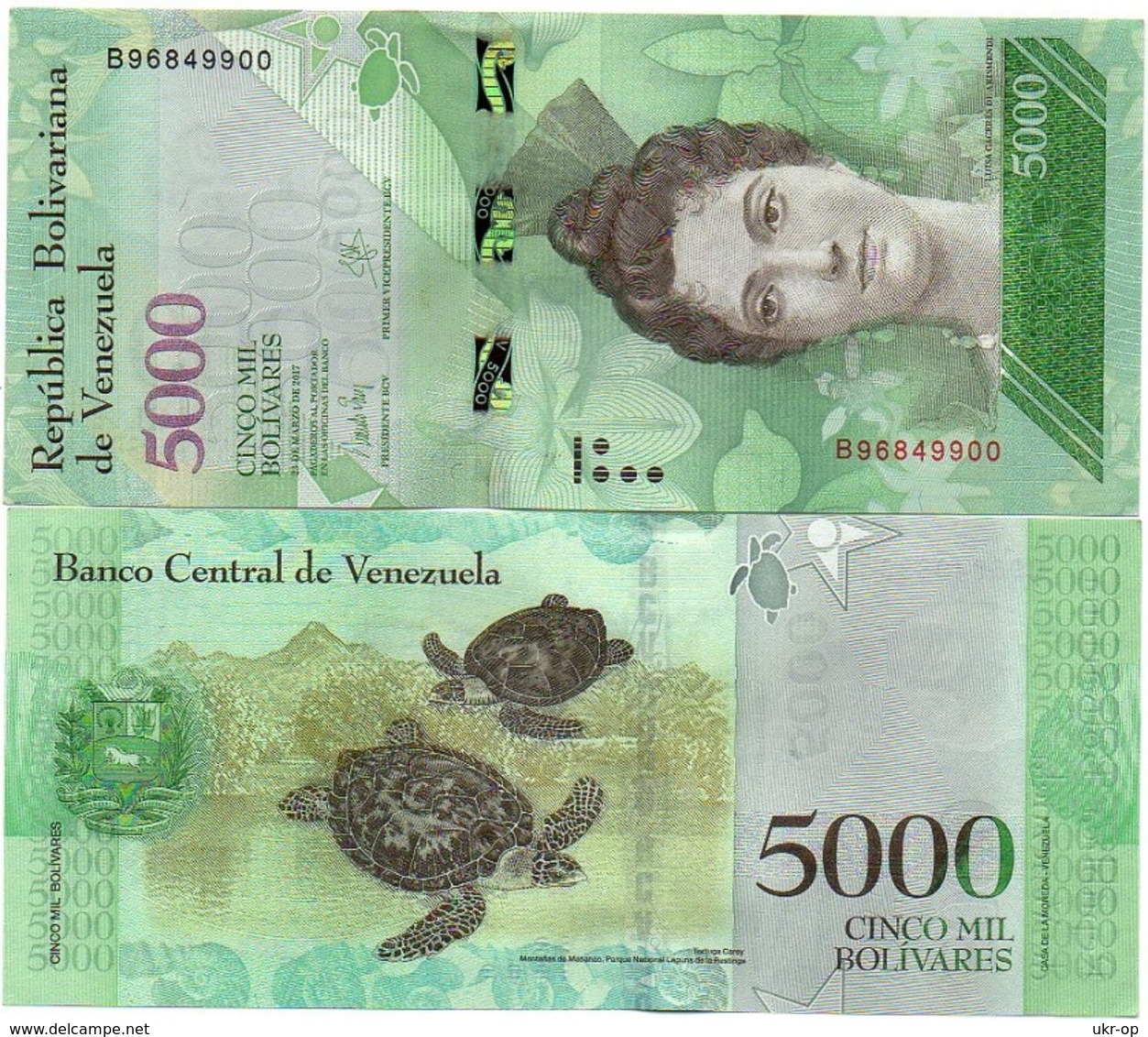 Venezuela - 5 Pcs X 5000 Bolivares 2017 UNC Ukr-OP - Venezuela