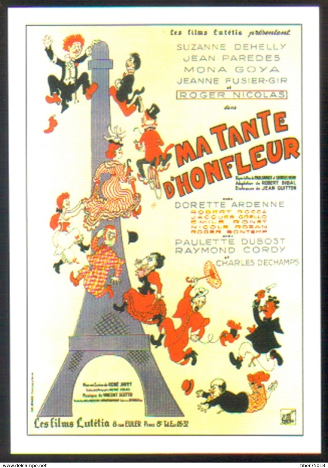 Carte Postale : Illustration Dubout (cinéma Affiche Film) Ma Tante D'Honfleur (Tour Eiffel) - Dubout