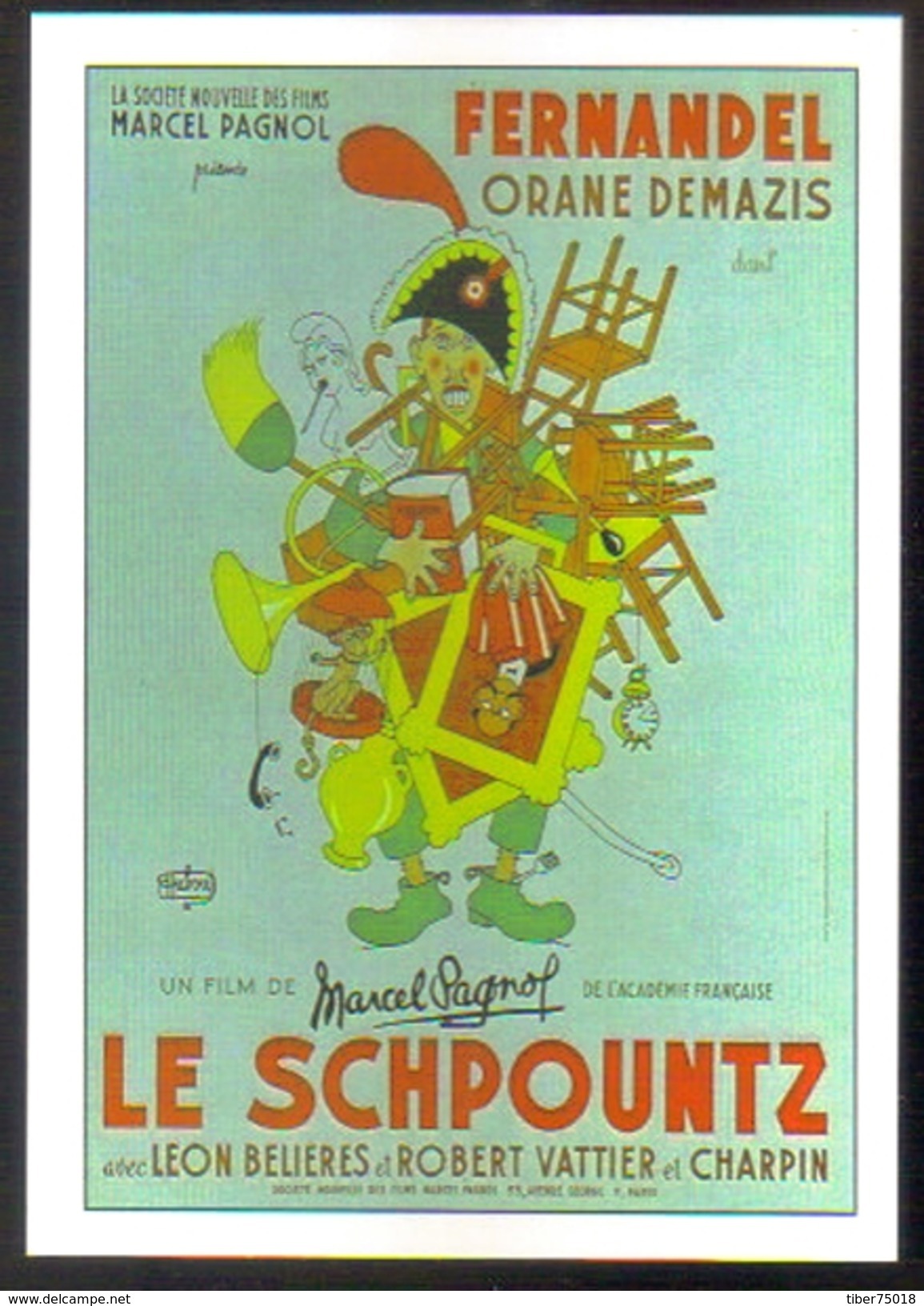 Carte Postale : Illustration Dubout (cinéma Affiche Film) Le Schpountz (Fernandel - Marcel Pagnol) - Dubout