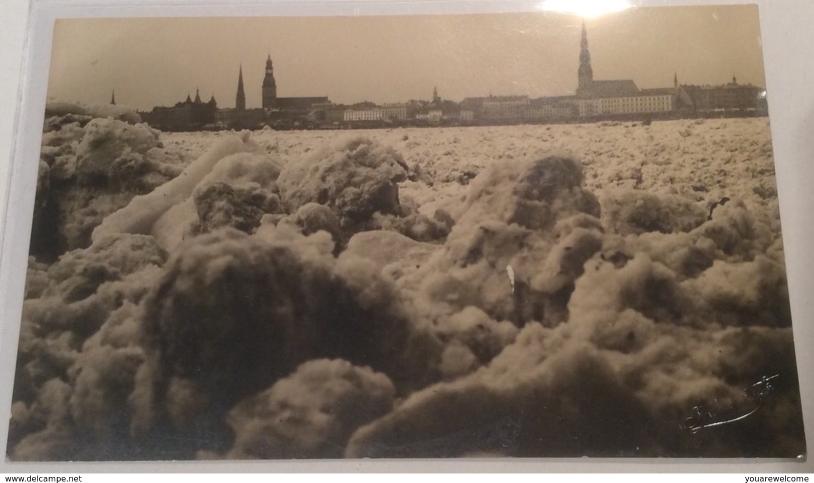 RIGA IN THE WINTER 1927 Real Photo Picture Postcard (PPC) Used (Foto Ak Cp Latvija Latvia Lettland - Lettland