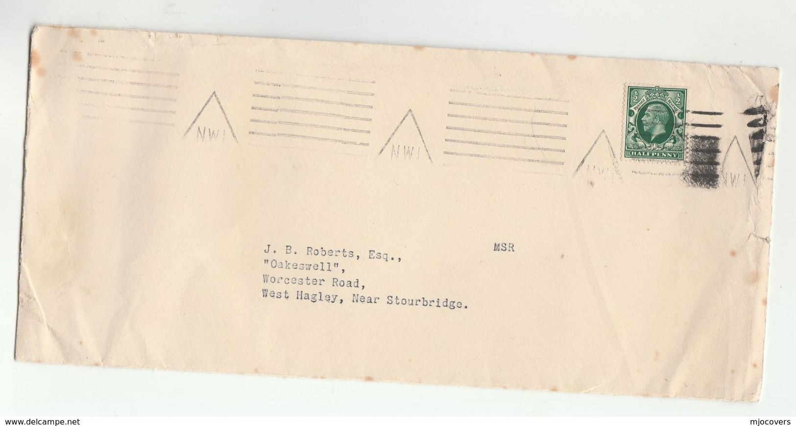 GB GV Stamps COVER TRIANGULAR Pmk NWI From London Research Council - Covers & Documents