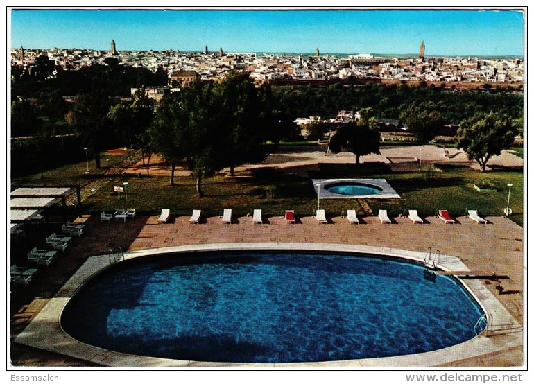 MAS18002 Morocco Maroc Hotel Transatantique Postcard Franking King Hassan II Addressed USA - Morocco (1956-...)