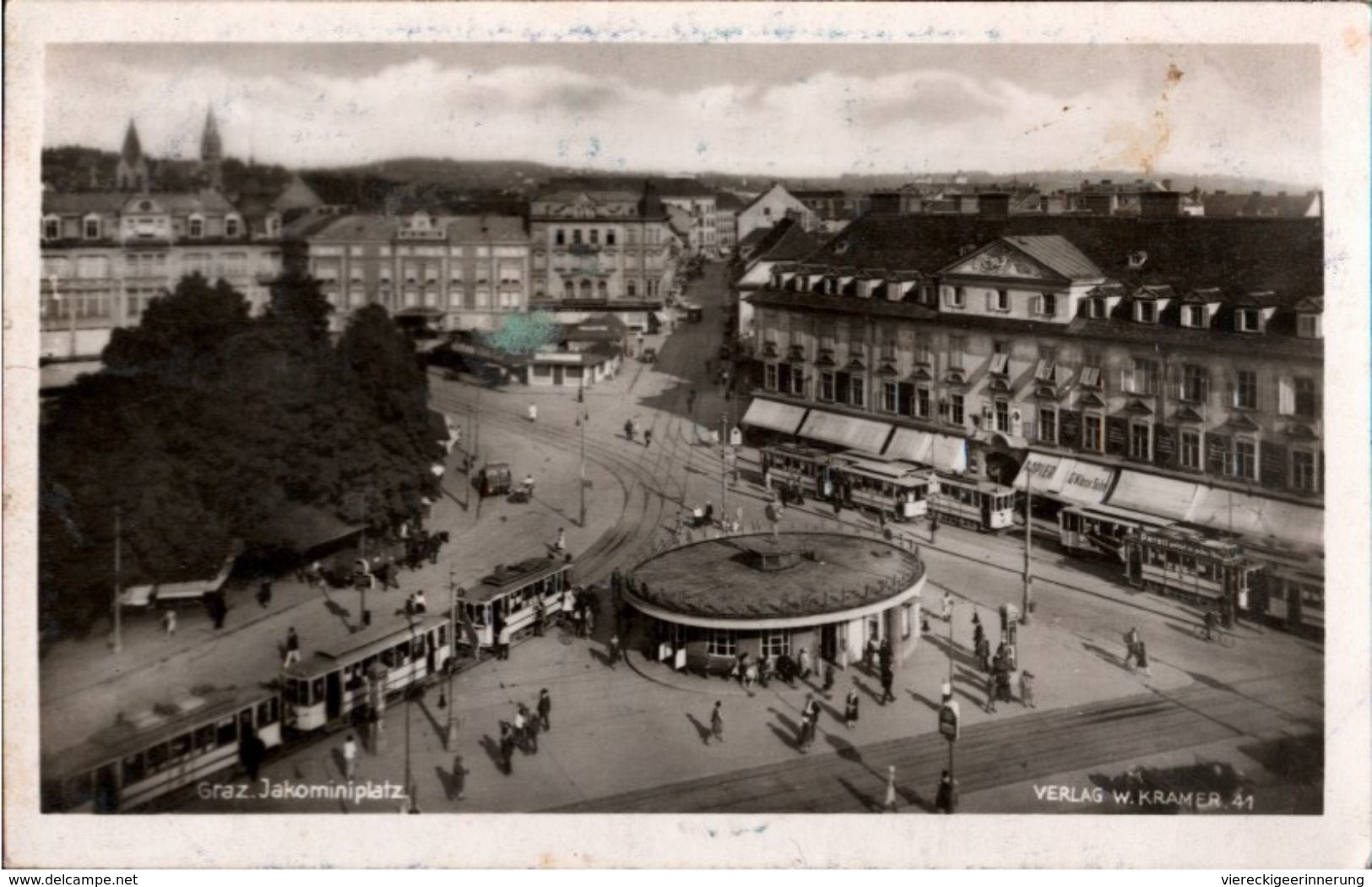 ! Alte Ansichtskarte Graz, Jakominiplatz, Straßenbahnen, Tram, 1940, Österreich - Graz