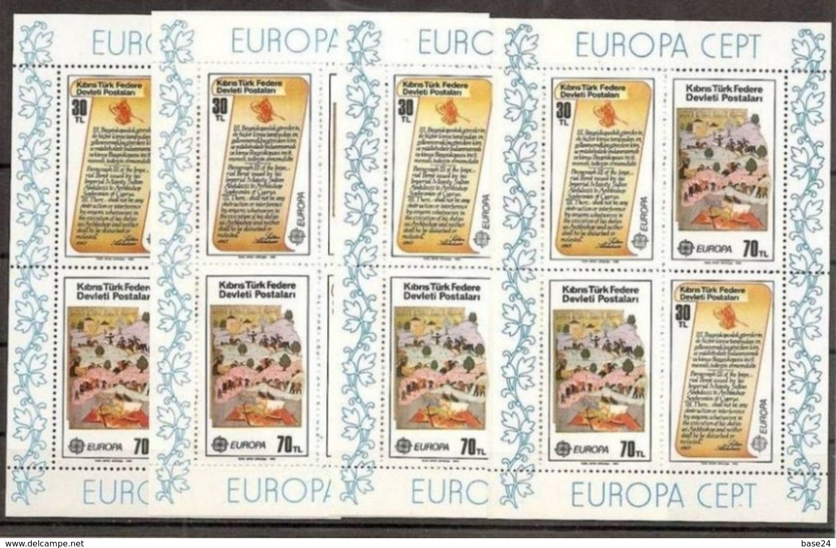 1982 Cipro Turca Turkish Cyprus EUROPA CEPT EUROPE 4 Foglietti MNH** 4 Souv. Sheets - 1982