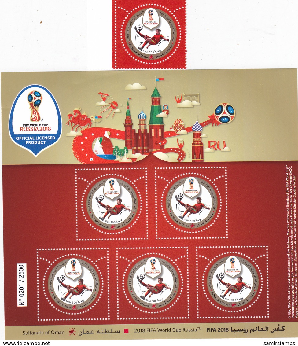 Oman New Issue 2018, World Cup Foot-Ball Russia 1v.+ 1 S.sheet Compl. MNH- Limited - SKRILL PAYMENT ONLY - Oman