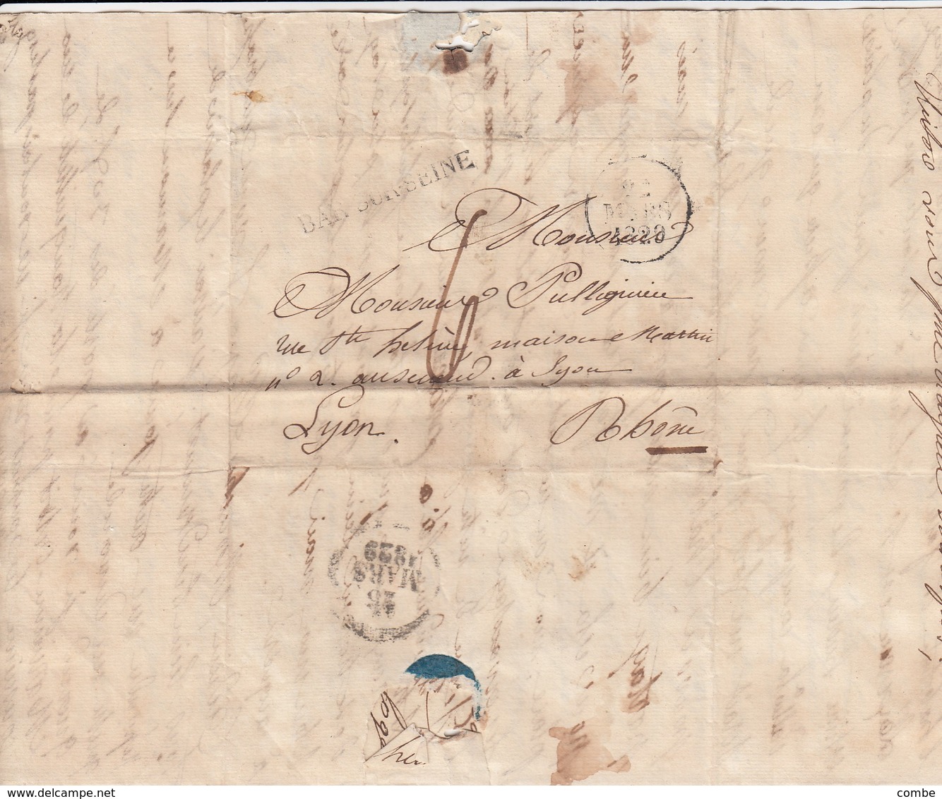 DOSSIER. BAR-SUR-SEINE. AUBE.  6 LETTRES AVEC MP 9/BAR-SUR-SEINE (1829-1830) 18 SCANS