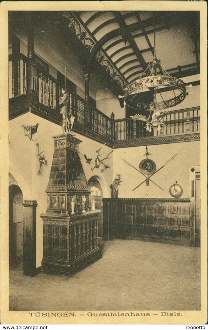 AK Tübingen, Guestfalenhaus, Diele, Studentika, AV Guestfalia, O 1913 (30909) - Tübingen