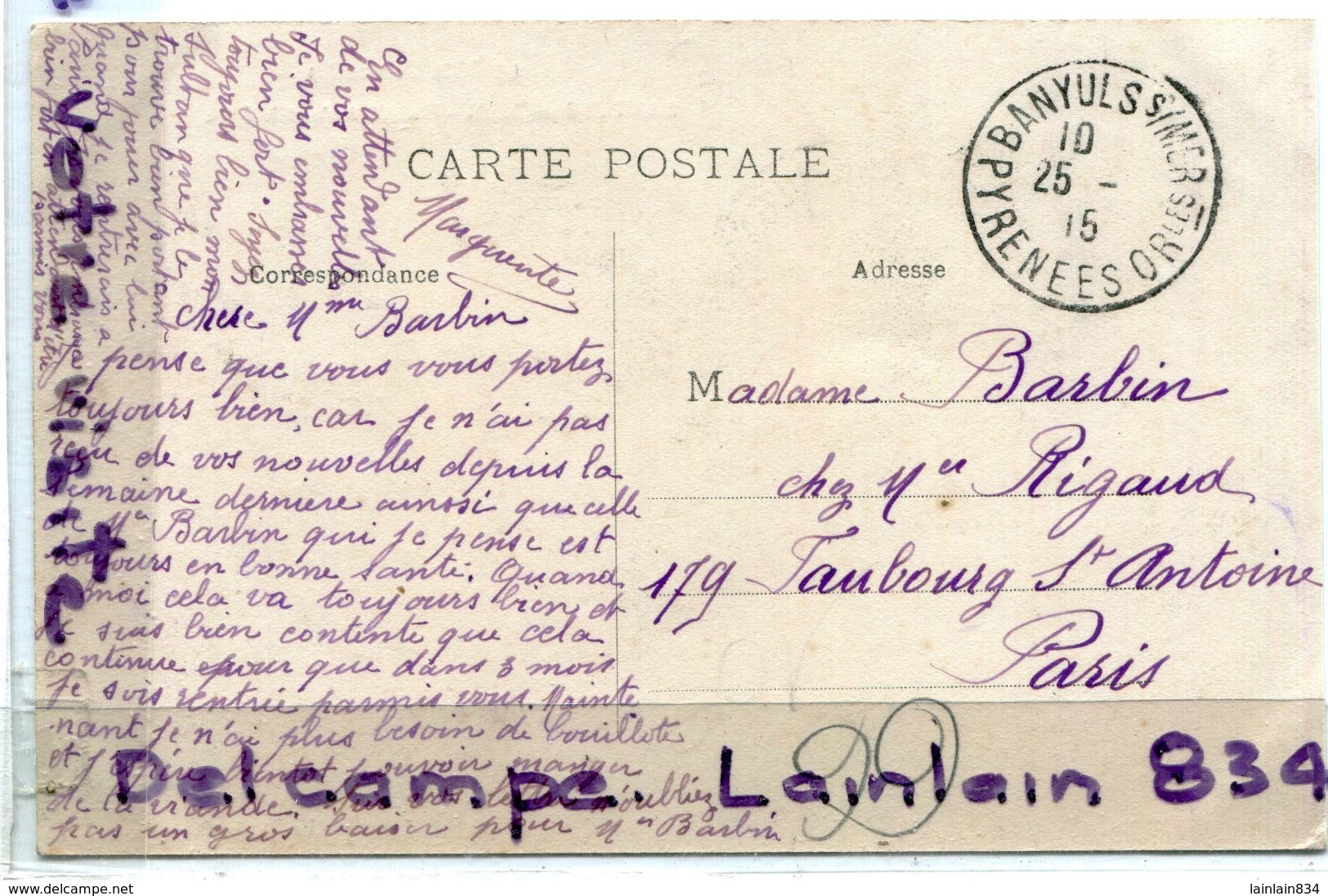 - BANYULS Sur MER - ( Pyr. - Or.), Vue Générale Et La Jetée, , Cliché Peu Courant, écrite, 1915, Scans. - Banyuls Sur Mer