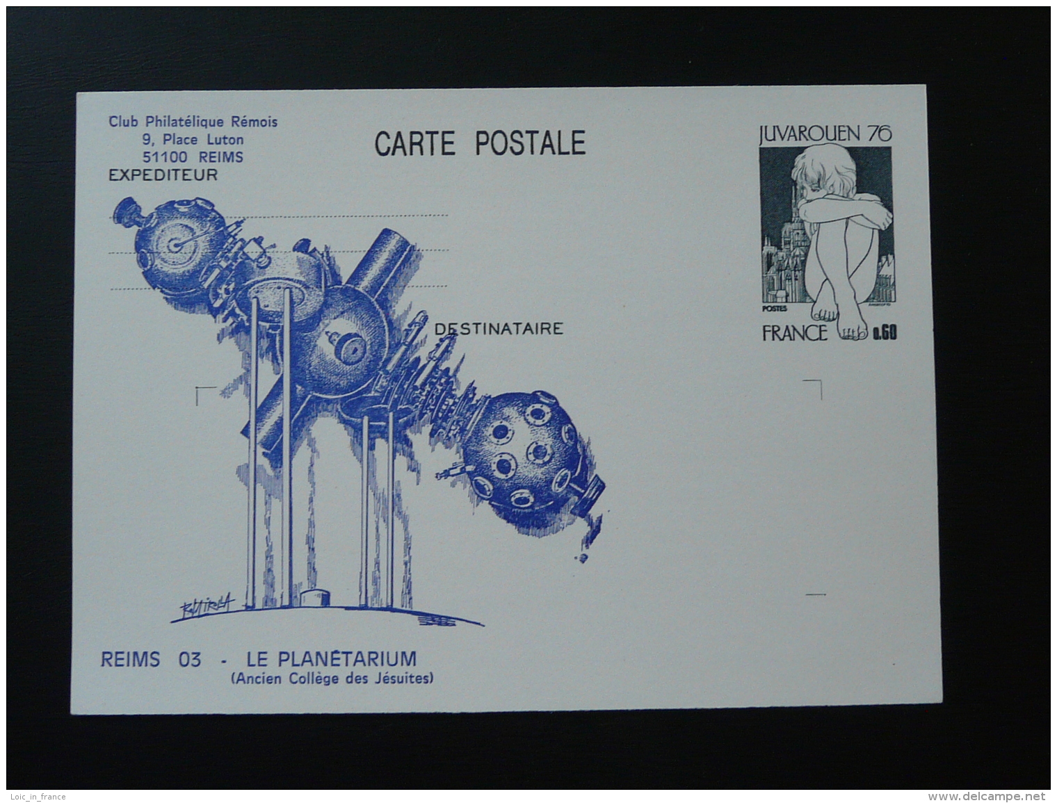 51 Marne Reims Planetarium Entier Postal Juva Rouen Stationery Card - Astronomy