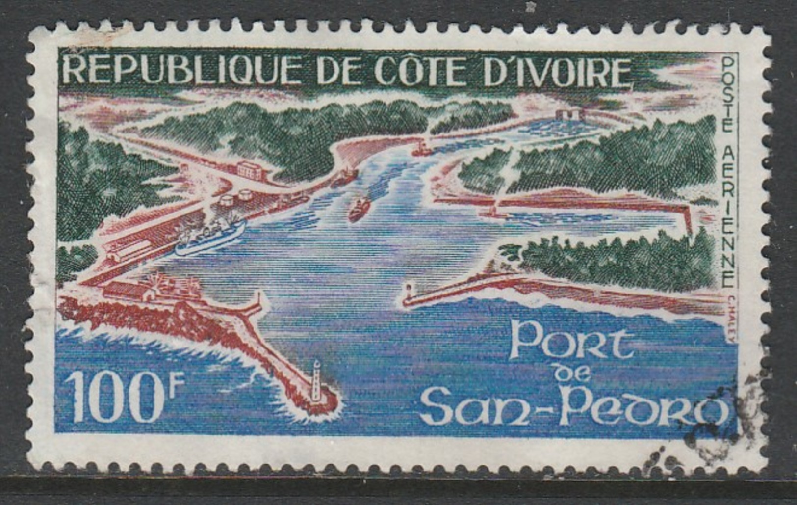 Ivory Coast 1971 Airmail - Port Of San Pedro 100f Multicoloured SW 380 O Used - Ivory Coast (1960-...)