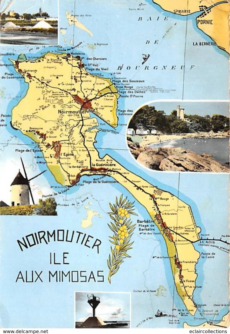 Ile De Noirmoutier   85   La Carte Géographique De L'Ile Aux Mimosas      (voir Scan). - Ile De Noirmoutier