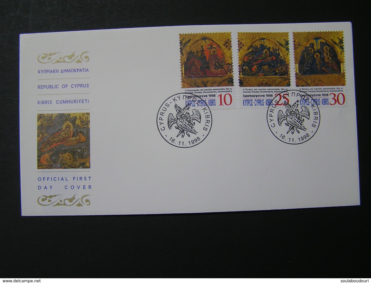 CYPRUS 1998 Christmas   FDC.. - Lettres & Documents