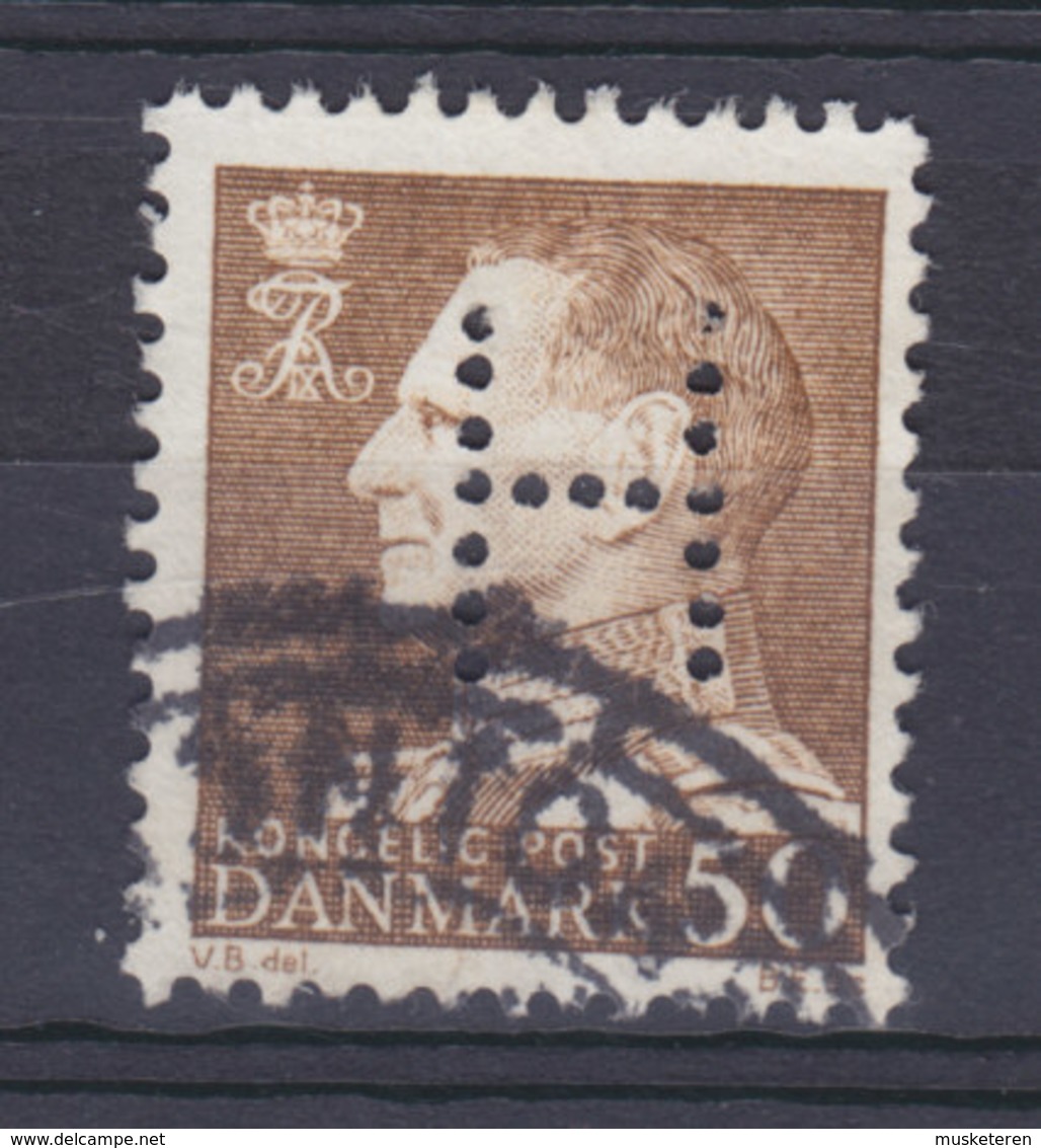 Denmark Perfin Perforé Lochung (H01) 'H' Hjemmeværnet Landsdækkende Fr. IX. Stamp Frihavnens Postkontor Cds. (2 Scans) - Abarten Und Kuriositäten