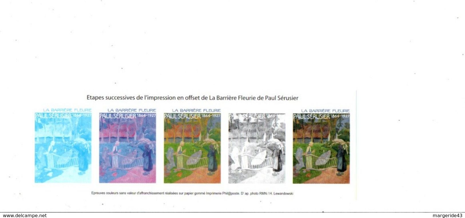 EPREUVE ETAPES SUCCESSIVES DE L'IMPRESSION HELIOGRAVURE DU TP LA BARIIERE FLEURIE DE PAUL SERUSIER - Documents De La Poste