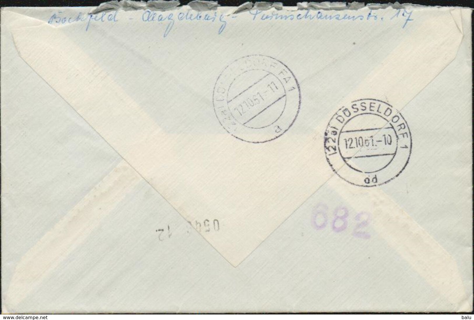 1957 1961 DDR Michel Nr. 585 Eilsendung / Exprès Von Magdeburg Nach Düsseldorf, Yvert 322 Sc # 482, 2 Scans - Briefe U. Dokumente