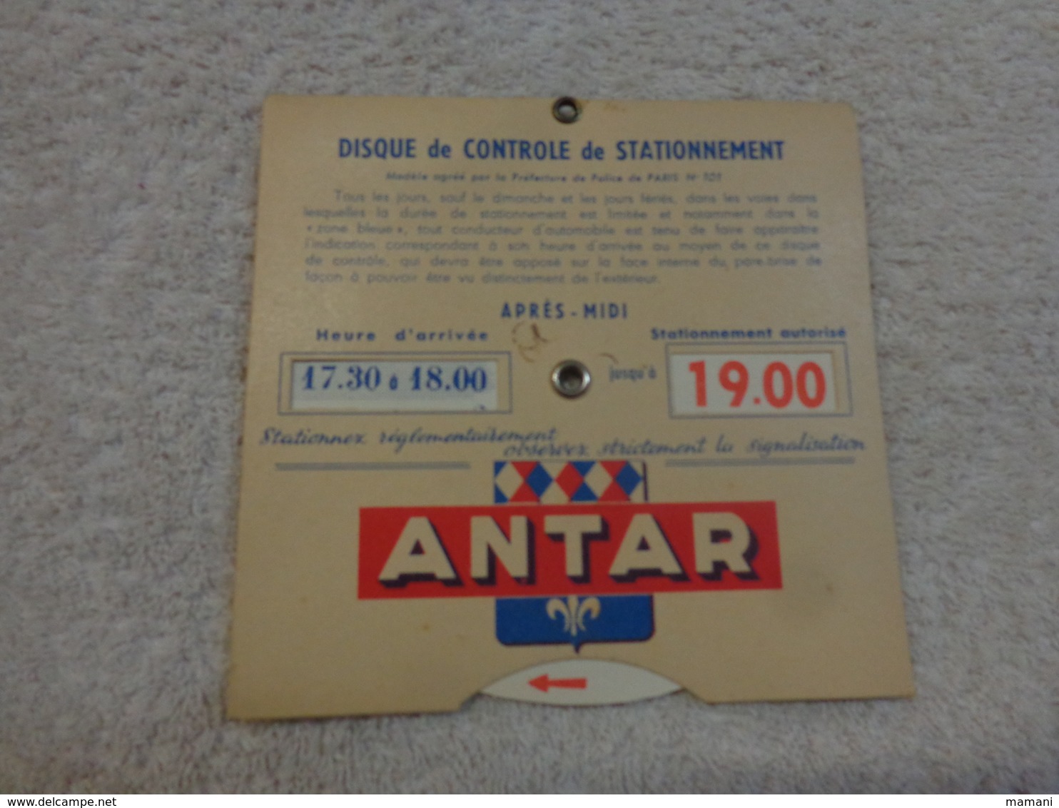 1 Disque De Stationnement  ANTAR - Publicités