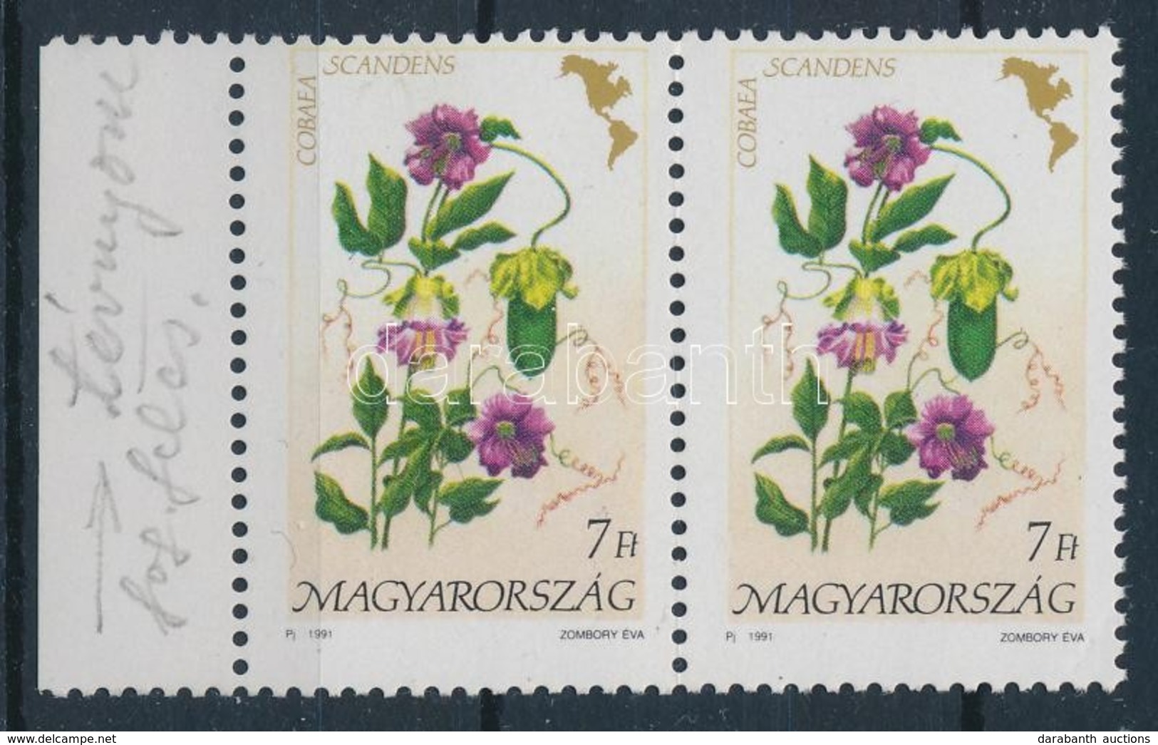 ** 1991 Amerikai Virágok 7Ft Pár MBA 4079,( Matt Ragasztóval, Elfogazott) (20.000) - Other & Unclassified