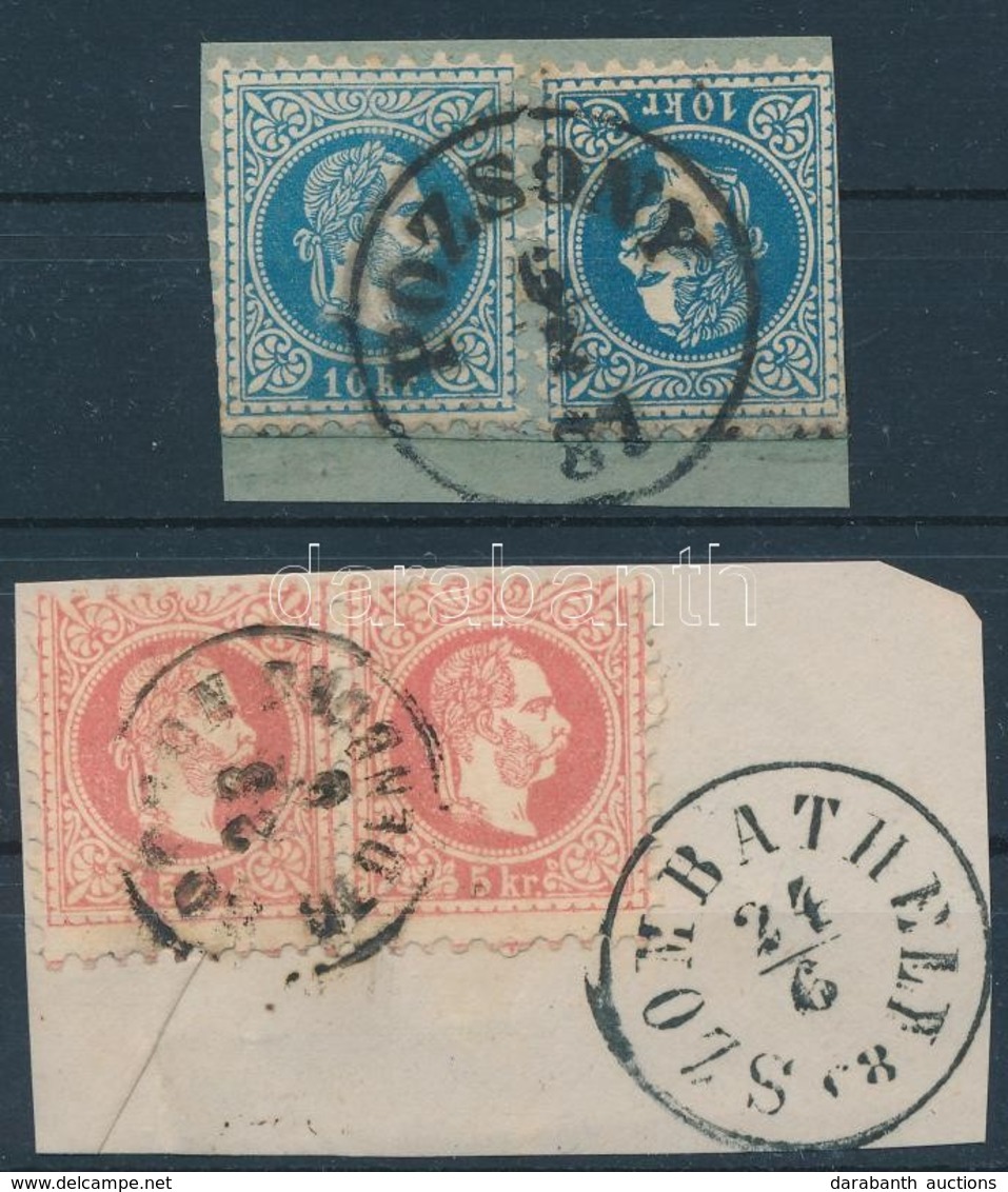 1867 5kr Pár (hajtás) ,,SOPRON OEDENBURG' + 2x10kr ,,POZSONY' - Other & Unclassified