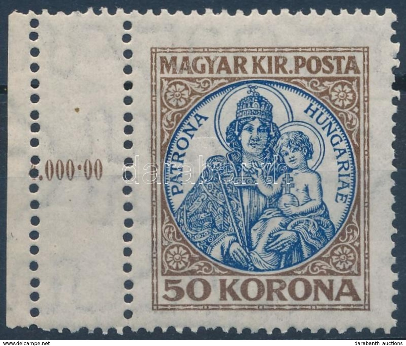 ** 1921 Koronás Madonna 50K Bal Oldalon Kis üres Mez?vel - Other & Unclassified