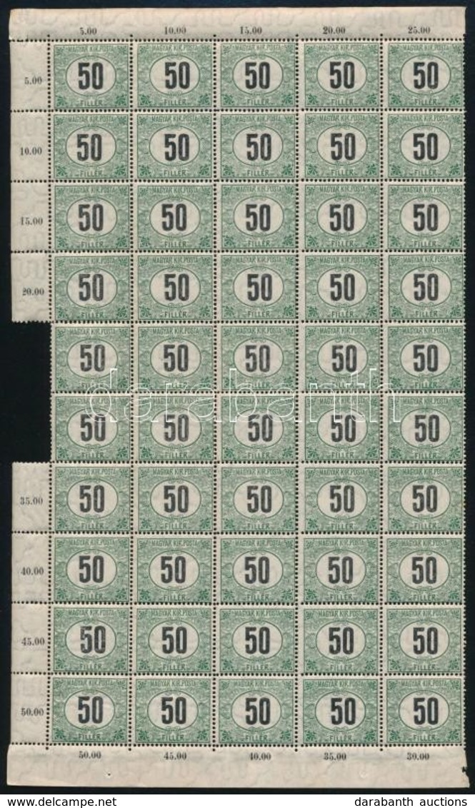 ** 1914 Portó 50f  50 Db-os Fél ív (18.750) - Other & Unclassified